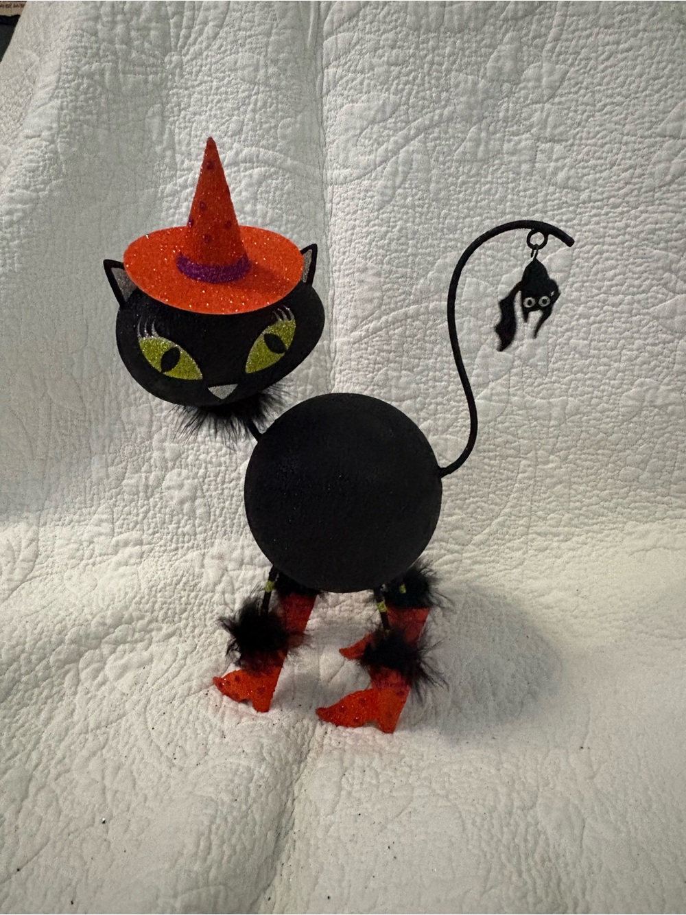 Pier 1 Black and Orange Witch Cat Figurine